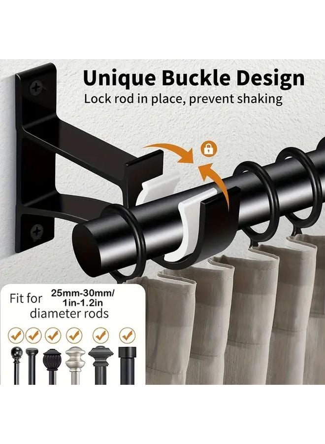 8 Pack Heavy Duty Curtain Rod Brackets Hangers For 1 To 1 2 Inch Drapes Black - Image 2